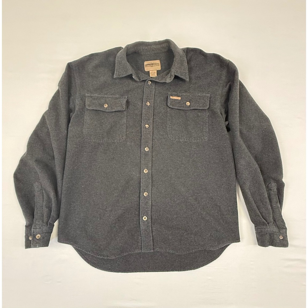Cold Storage Men's Flannel Long Sleeve Button‎ Up Shirt Dark Gray Size LT